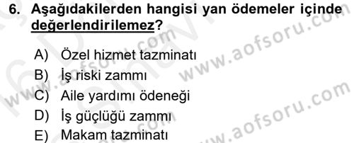 Kamu Personel Hukuku Dersi 2015 - 2016 Yılı Tek Ders Sınav Soruları 6. Soru