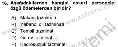Kamu Personel Hukuku Dersi 2016 - 2017 Yılı 3 Ders Sınav Soruları 16. Soru