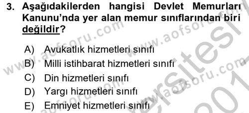 Kamu Personel Hukuku Dersi 2016 - 2017 Yılı 3 Ders Sınav Soruları 3. Soru