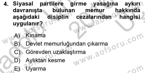 Kamu Personel Hukuku Dersi 2016 - 2017 Yılı 3 Ders Sınav Soruları 4. Soru