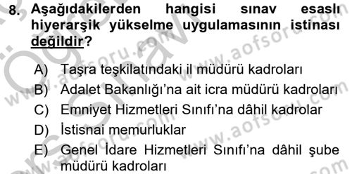 Kamu Personel Hukuku Dersi 2016 - 2017 Yılı 3 Ders Sınav Soruları 8. Soru
