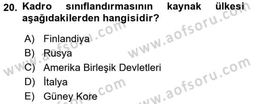 Kamu Personel Hukuku Dersi Ara Sınavı Deneme Sınav Soruları 20. Soru