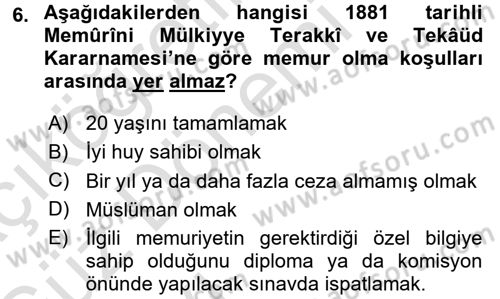 Kamu Personel Hukuku Dersi 2016 - 2017 Yılı (Vize) Ara Sınav Soruları 6. Soru