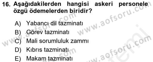 Kamu Personel Hukuku Dersi 2016 - 2017 Yılı (Final) Dönem Sonu Sınav Soruları 16. Soru