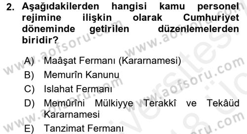 Kamu Personel Hukuku Dersi 2017 - 2018 Yılı 3 Ders Sınav Soruları 2. Soru