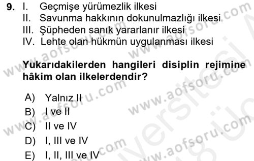 Kamu Personel Hukuku Dersi 2017 - 2018 Yılı 3 Ders Sınav Soruları 9. Soru