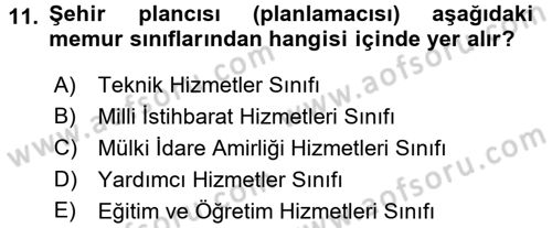 Kamu Personel Hukuku Dersi Ara Sınavı Deneme Sınav Soruları 11. Soru