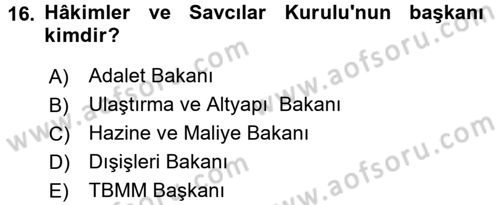 Kamu Personel Hukuku Dersi 2018 - 2019 Yılı 3 Ders Sınav Soruları 16. Soru