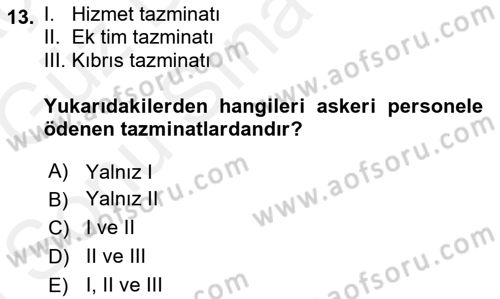 Kamu Personel Hukuku Dersi 2018 - 2019 Yılı (Final) Dönem Sonu Sınav Soruları 13. Soru