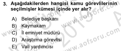 Kamu Personel Hukuku Dersi Ara Sınavı Deneme Sınav Soruları 3. Soru