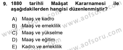 Kamu Personel Hukuku Dersi 2019 - 2020 Yılı (Vize) Ara Sınav Soruları 9. Soru