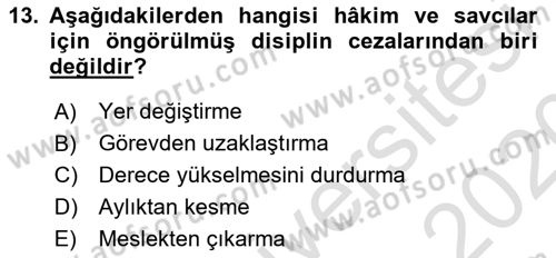 Kamu Personel Hukuku Dersi 2019 - 2020 Yılı (Final) Dönem Sonu Sınav Soruları 13. Soru