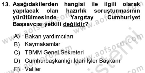 Kamu Personel Hukuku Dersi 2020 - 2021 Yılı Yaz Okulu Sınav Soruları 13. Soru