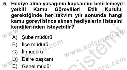 Kamu Personel Hukuku Dersi 2020 - 2021 Yılı Yaz Okulu Sınav Soruları 5. Soru