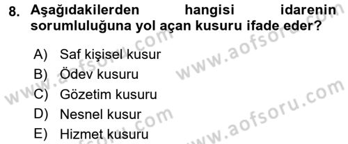 Kamu Personel Hukuku Dersi 2020 - 2021 Yılı Yaz Okulu Sınav Soruları 8. Soru