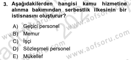 Kamu Personel Hukuku Dersi 2021 - 2022 Yılı (Vize) Ara Sınav Soruları 3. Soru