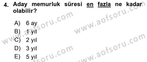 Kamu Personel Hukuku Dersi Ara Sınavı Deneme Sınav Soruları 4. Soru
