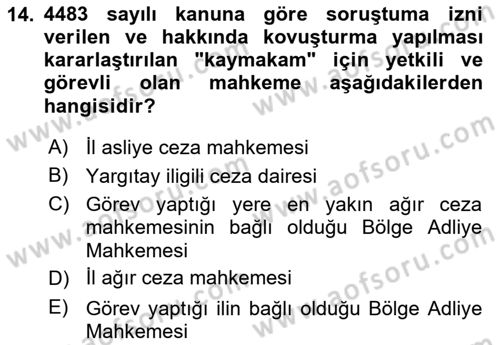 Kamu Personel Hukuku Dersi 2021 - 2022 Yılı Yaz Okulu Sınav Soruları 14. Soru