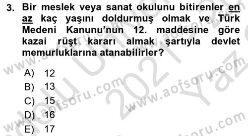 Kamu Personel Hukuku Dersi 2021 - 2022 Yılı Yaz Okulu Sınav Soruları 3. Soru
