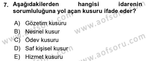 Kamu Personel Hukuku Dersi 2021 - 2022 Yılı Yaz Okulu Sınav Soruları 7. Soru