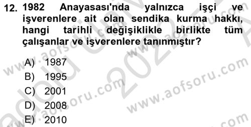 Kamu Personel Hukuku Dersi 2022 - 2023 Yılı (Vize) Ara Sınav Soruları 12. Soru
