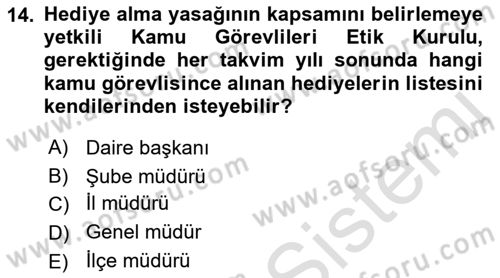 Kamu Personel Hukuku Dersi Ara Sınavı Deneme Sınav Soruları 14. Soru