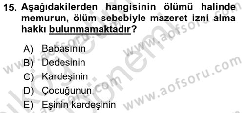 Kamu Personel Hukuku Dersi 2022 - 2023 Yılı (Vize) Ara Sınav Soruları 15. Soru