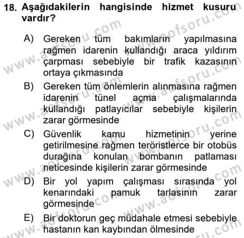 Kamu Personel Hukuku Dersi Ara Sınavı Deneme Sınav Soruları 18. Soru