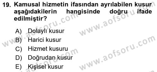 Kamu Personel Hukuku Dersi Ara Sınavı Deneme Sınav Soruları 19. Soru