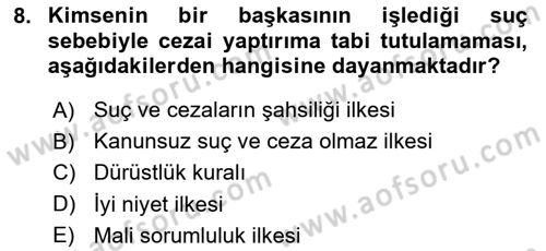 Kamu Personel Hukuku Dersi 2022 - 2023 Yılı (Final) Dönem Sonu Sınav Soruları 8. Soru