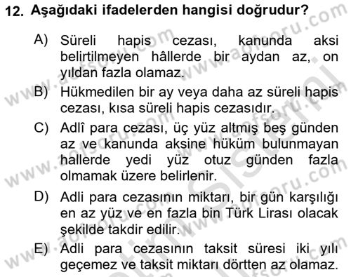 Kamu Personel Hukuku Dersi 2022 - 2023 Yılı Yaz Okulu Sınav Soruları 12. Soru