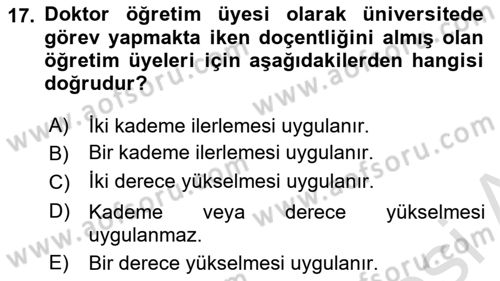 Kamu Personel Hukuku Dersi 2022 - 2023 Yılı Yaz Okulu Sınav Soruları 17. Soru