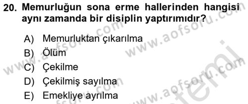 Kamu Personel Hukuku Dersi 2022 - 2023 Yılı Yaz Okulu Sınav Soruları 20. Soru