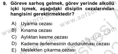 Kamu Personel Hukuku Dersi 2022 - 2023 Yılı Yaz Okulu Sınav Soruları 9. Soru