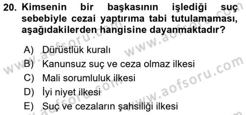 Kamu Personel Hukuku Dersi Ara Sınavı Deneme Sınav Soruları 20. Soru
