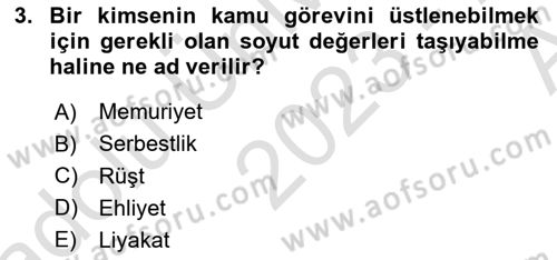 Kamu Personel Hukuku Dersi 2023 - 2024 Yılı (Vize) Ara Sınav Soruları 3. Soru