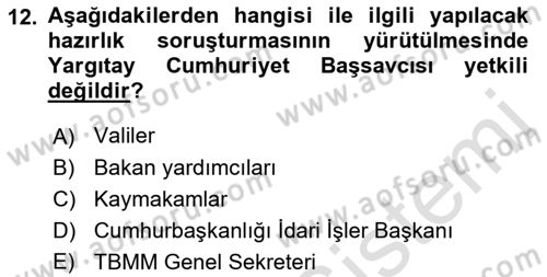 Kamu Personel Hukuku Dersi 2023 - 2024 Yılı (Final) Dönem Sonu Sınav Soruları 12. Soru