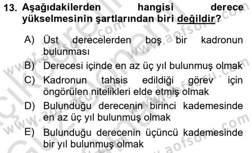 Kamu Personel Hukuku Dersi 2023 - 2024 Yılı (Final) Dönem Sonu Sınav Soruları 13. Soru