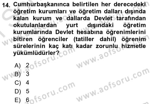 Kamu Personel Hukuku Dersi 2023 - 2024 Yılı (Final) Dönem Sonu Sınav Soruları 14. Soru