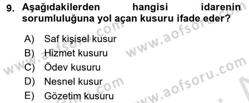 Kamu Personel Hukuku Dersi 2023 - 2024 Yılı Yaz Okulu Sınav Soruları 9. Soru