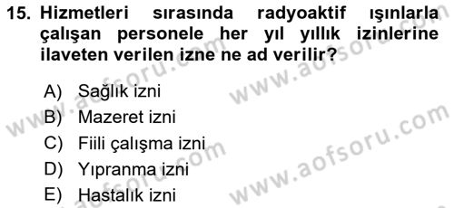 Kamu Personel Hukuku Dersi Ara Sınavı Deneme Sınav Soruları 15. Soru