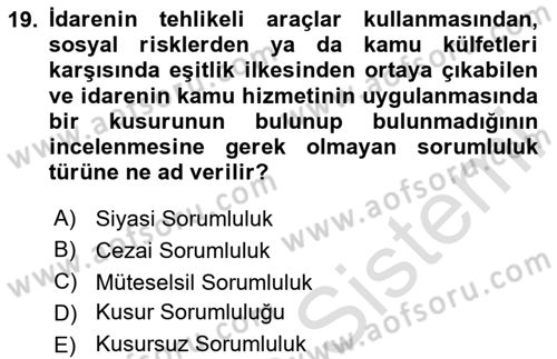 Kamu Personel Hukuku Dersi 2024 - 2025 Yılı (Vize) Ara Sınav Soruları 19. Soru
