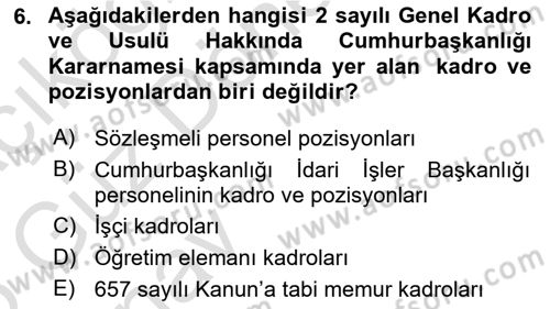 Kamu Personel Hukuku Dersi Ara Sınavı Deneme Sınav Soruları 6. Soru