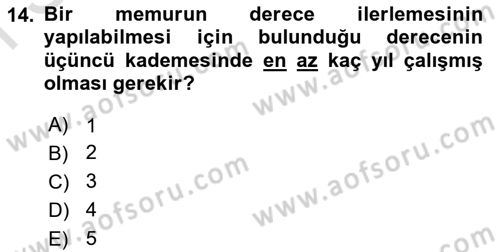 Kamu Personel Hukuku Dersi 2024 - 2025 Yılı (Final) Dönem Sonu Sınav Soruları 14. Soru
