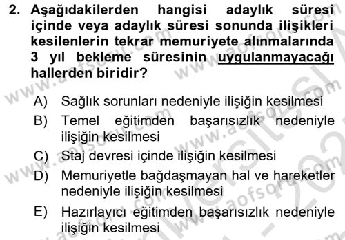 Kamu Personel Hukuku Dersi 2024 - 2025 Yılı (Final) Dönem Sonu Sınav Soruları 2. Soru