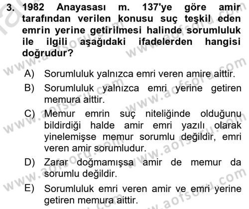 Kamu Personel Hukuku Dersi 2024 - 2025 Yılı (Final) Dönem Sonu Sınav Soruları 3. Soru