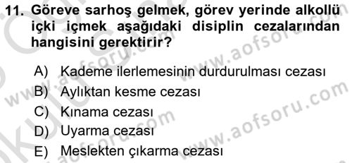 Kamu Personel Hukuku Dersi 2024 - 2025 Yılı Yaz Okulu Sınav Soruları 11. Soru