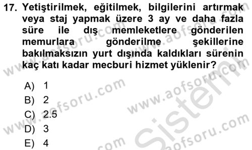 Kamu Personel Hukuku Dersi 2024 - 2025 Yılı Yaz Okulu Sınav Soruları 17. Soru