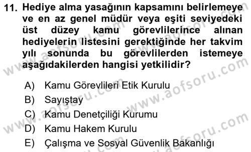 Kamu Personel Hukuku Dersi 2025 - 2026 Yılı (Vize) Ara Sınav Soruları 11. Soru