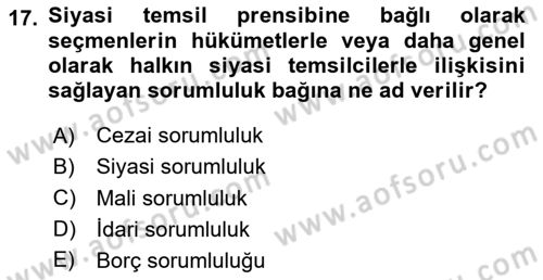 Kamu Personel Hukuku Dersi 2025 - 2026 Yılı (Vize) Ara Sınav Soruları 17. Soru